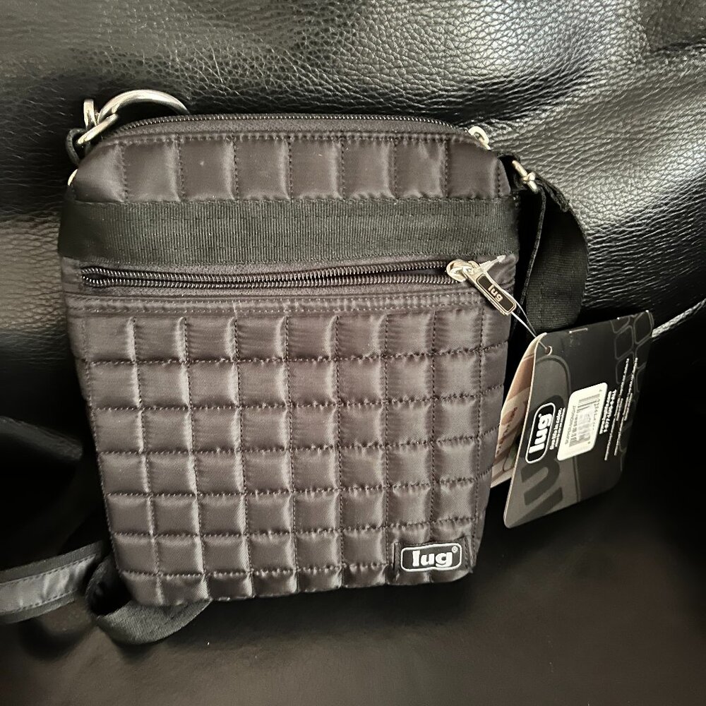 New Lug Skipper Crossbody Bag Black Quilted Adjustable Strap